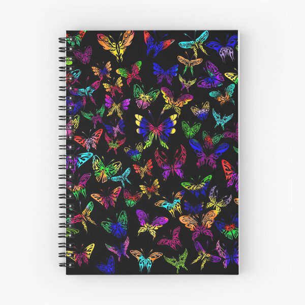 Item preview, Abstract Rainbow Butterfly pattern on black designed and sold by plzLOOK.