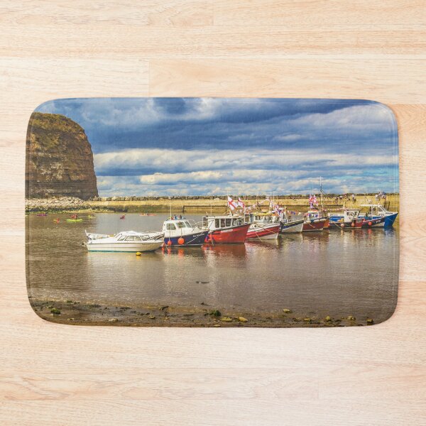 Item preview, Fishing boats in Staithes Harbour designed and sold by grumpykeith.