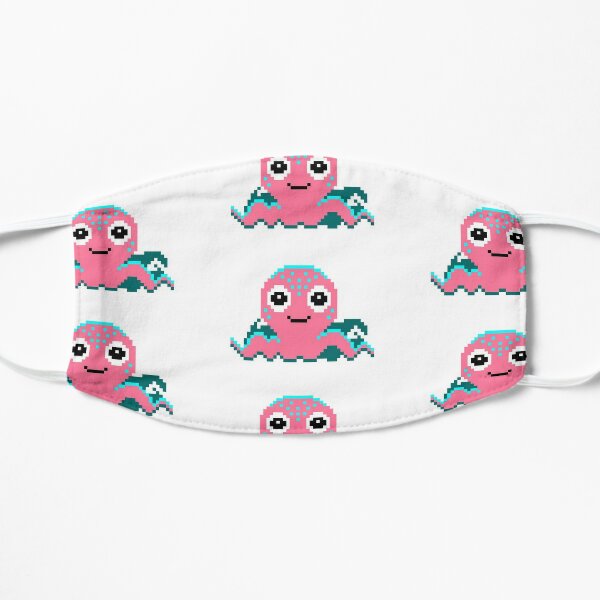 Pink Pixel Octopus Mask Flat Mask