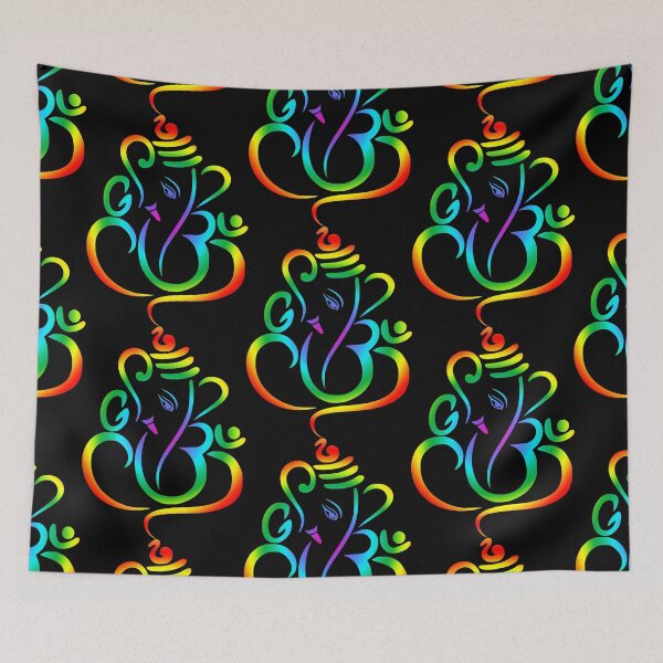 Item preview, Beautiful colourful Lord Ganesha 2 on black designed and sold by EvieWoj.