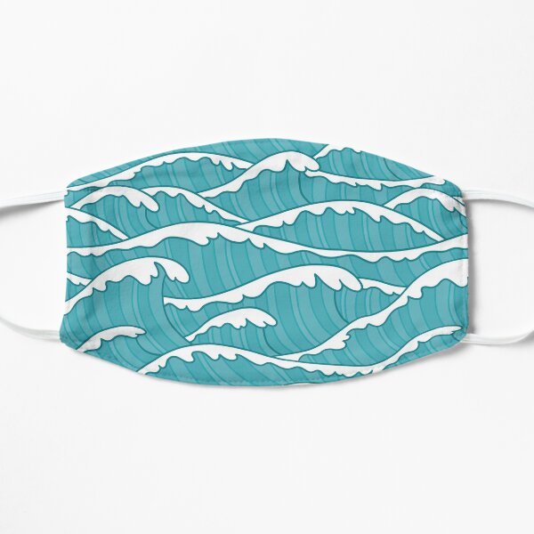 Turqoise Ocean Waves Pattern Mask