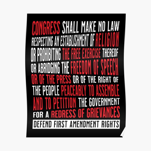 "First Amendment Free Speech Freedom to Protest" Poster by ...