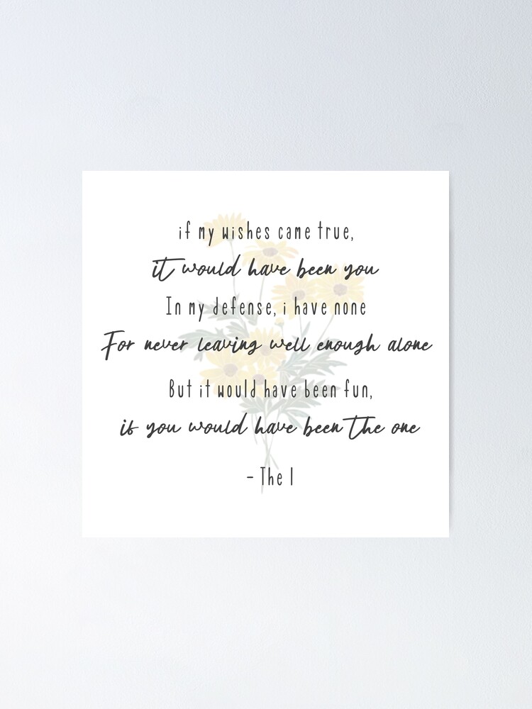 The 1 lyrics (Folklore Taylor Swift) Sticker for Sale by Asraeyla