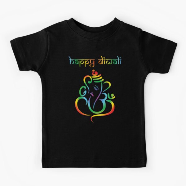 Happy Diwali - beautiful colourful Lord Ganesha on black Kids T-Shirt