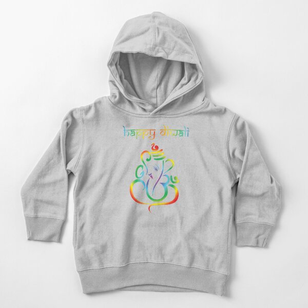 Happy Diwali - beautiful colourful Lord Ganesha on black Toddler Pullover Hoodie