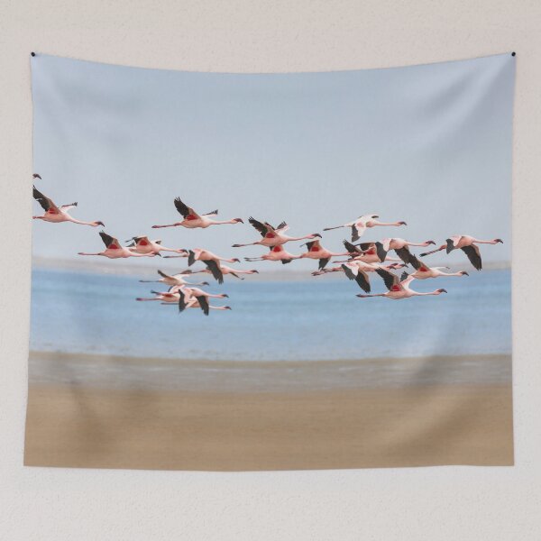 Item preview, Lesser Flamingos in flight designed and sold by AnthonyZed.