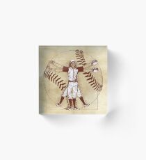 Vitruvian Baseball Player (Natural Tones) Acrylic Block