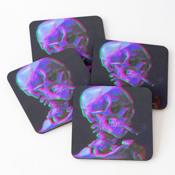 Item preview, Abstract neon Smoking skeleton skull- Vincent van gogh designed and sold by Faeblehoarder.