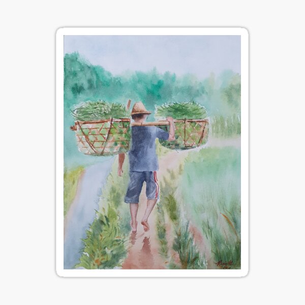 Vista previa del artículo con la obra « Es una bendición tener vegetales y cultivos en la mesa. Sus cosechas se vendieron rápidamente en el mercado.», diseñado y vendido por Regin Gamboa.