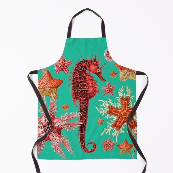 Item preview, RED SEAHORSE AND SEASTARS IN TURQUOISE BLUE GREEN Sea Life designed and sold by BulganLumini.