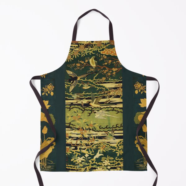 Item preview, Birds,Phoenix Flowering Tree Branches Against Clouds,Egret,Lotus,Green Gold Yellow Floral designed and sold by BulganLumini.