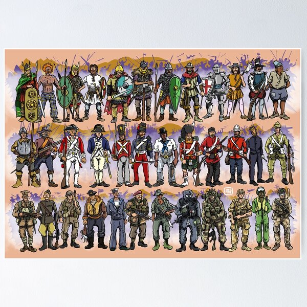 Vista previa del artículo con la obra «Uniformes militares británicos a través de las edades», diseñado y vendido por matjackson.