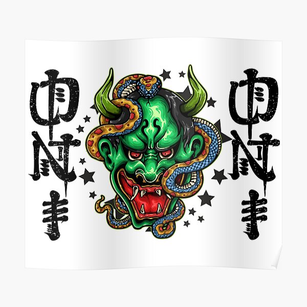 Oni Tatto Mask Samurai Poster  Spreadshirt