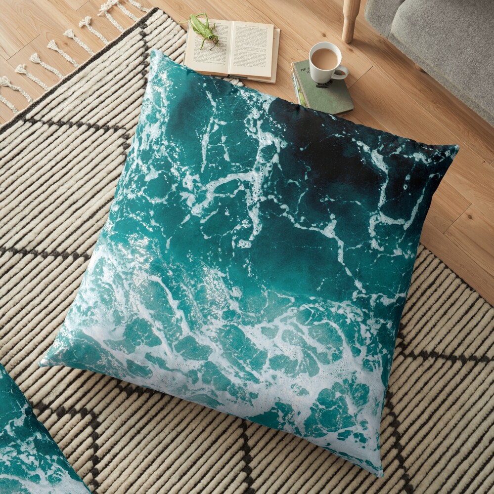 Deep blue aqua Floor Pillow