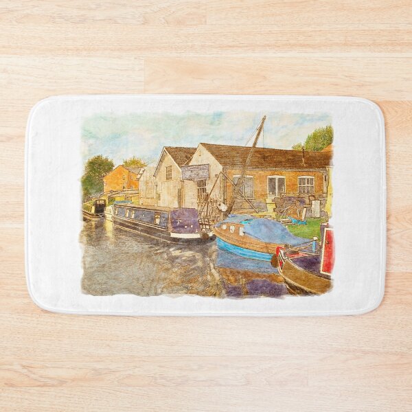 Item preview, Narrowboat Canal Boat Yard - Canal Art designed and sold by Running-Duck.