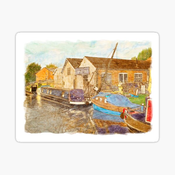 Item preview, Narrowboat Canal Boat Yard - Canal Art designed and sold by Running-Duck.