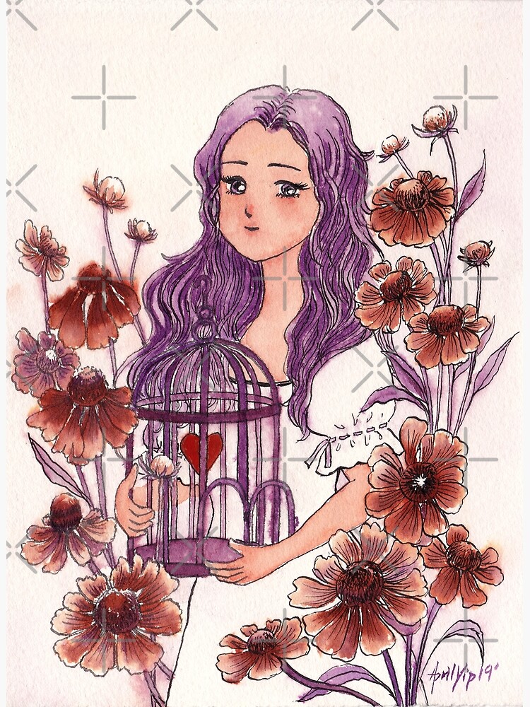 The Girl holding a Bird Cage with a Heart inside by whya