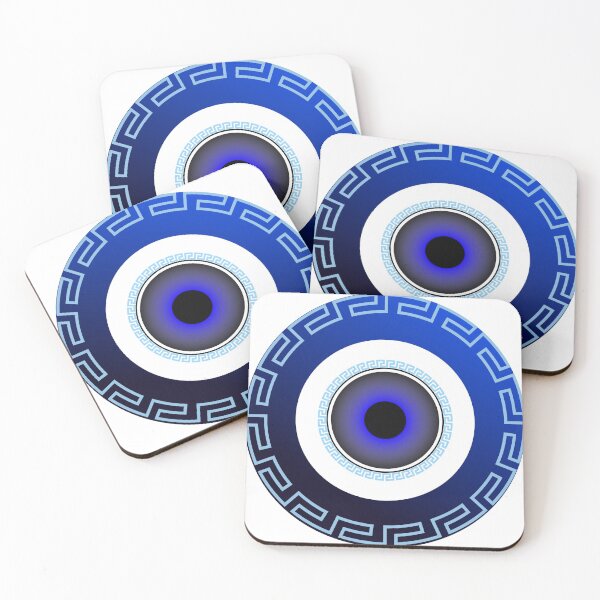 Item preview, Mati Evil Eye Light Blue Greek Key designed and sold by Yiorgos Designs.
