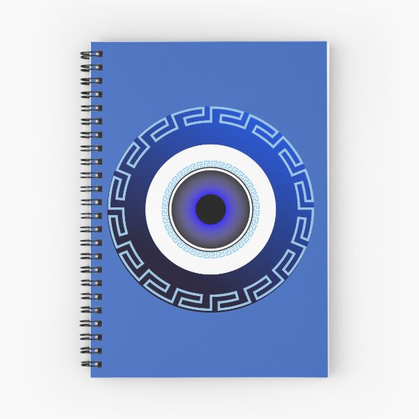 Item preview, Mati Evil Eye Light Blue Greek Key designed and sold by Yiorgos Designs.