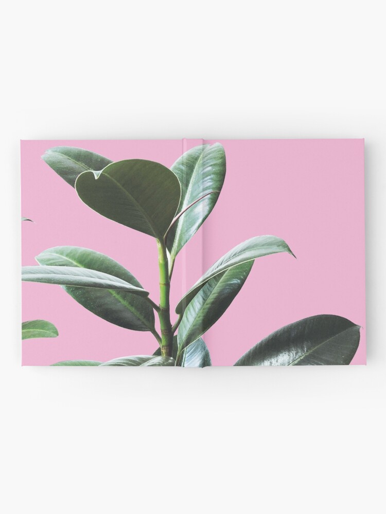 Alternate view of Graphic green botanicals, pink background Hardcover Journal