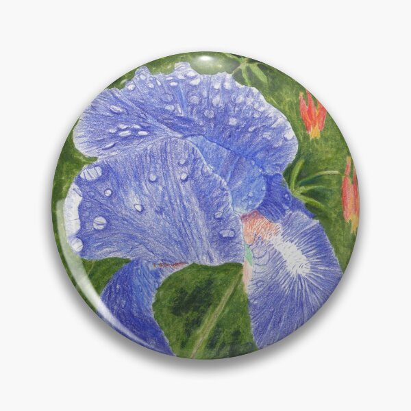 Item preview, Purple-Blue Iris with Raindrops and Wild Columbine designed and sold by The Elderberry Blossom.
