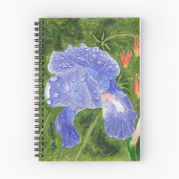 Item preview, Purple-Blue Iris with Raindrops and Wild Columbine designed and sold by The Elderberry Blossom.