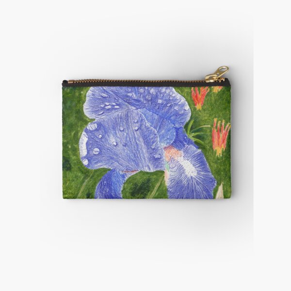 Item preview, Purple-Blue Iris with Raindrops and Wild Columbine designed and sold by The Elderberry Blossom.