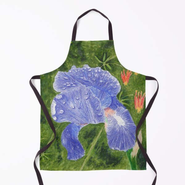 Item preview, Purple-Blue Iris with Raindrops and Wild Columbine designed and sold by The Elderberry Blossom.