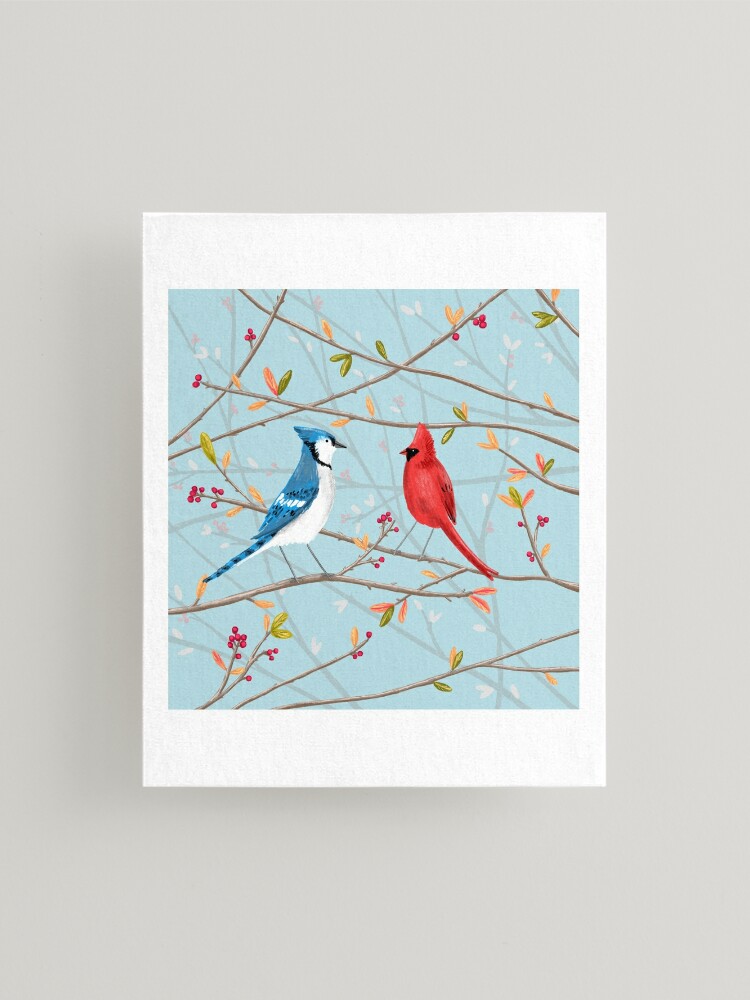 Blue Jay & Red Cardinal Metal Print for Sale by Sophie Corrigan