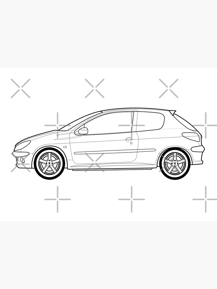 Peugeot 206GTi Outline Drawing by RJWautographics