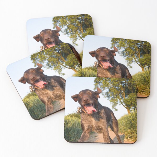 Item preview, Happy German Wirehaired Pointer running designed and sold by FOLK ART FUSION by heidiannemorris.