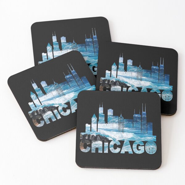 Item preview, Beautiful Chicago Skyline in Blue Ocean Waves designed and sold by daybreakagain.