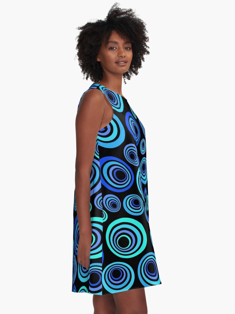 Thumbnail 2 of 4, A-Line Dress, Retro in Pretty Blue designed and sold by IvaW.