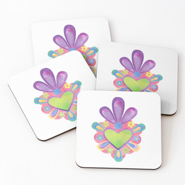 Item preview, SACRED HEART, WATERCOLOR HEART, MEXICO, mexican folk, mexican craft, mexican heart, heart, watercolor, flowers designed and sold by Terevela.