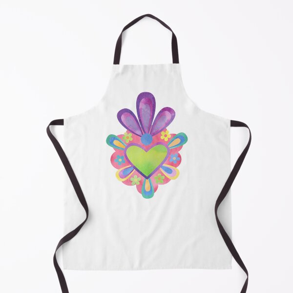 Item preview, SACRED HEART, WATERCOLOR HEART, MEXICO, mexican folk, mexican craft, mexican heart, heart, watercolor, flowers designed and sold by Terevela.