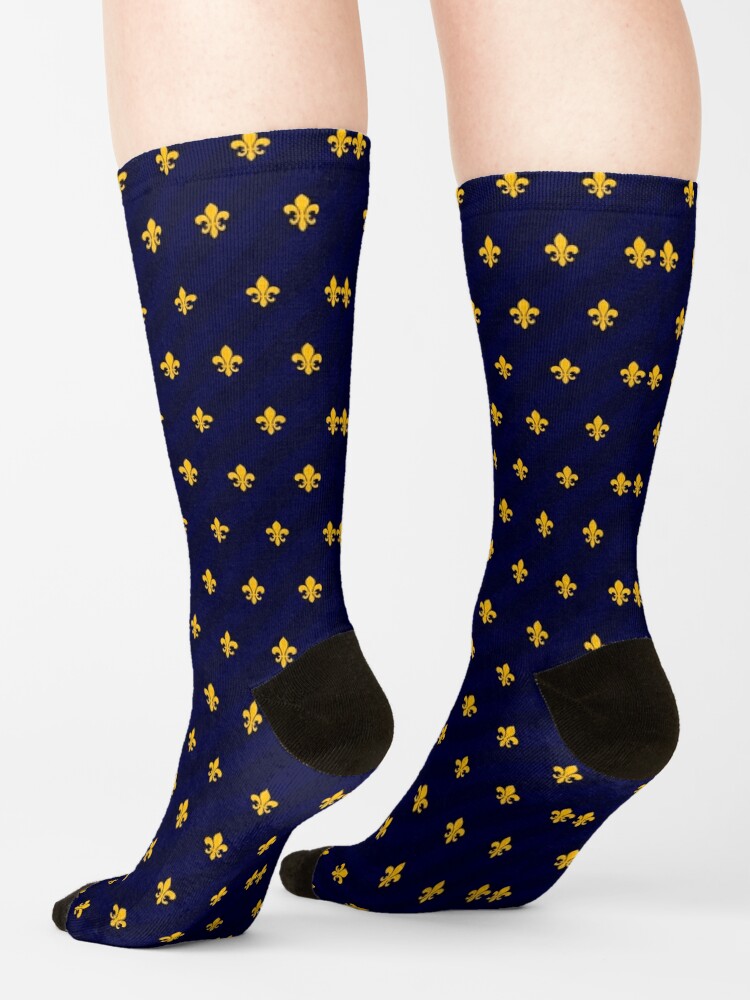 Fleur de Lys Gold Blue Socks by lathspell