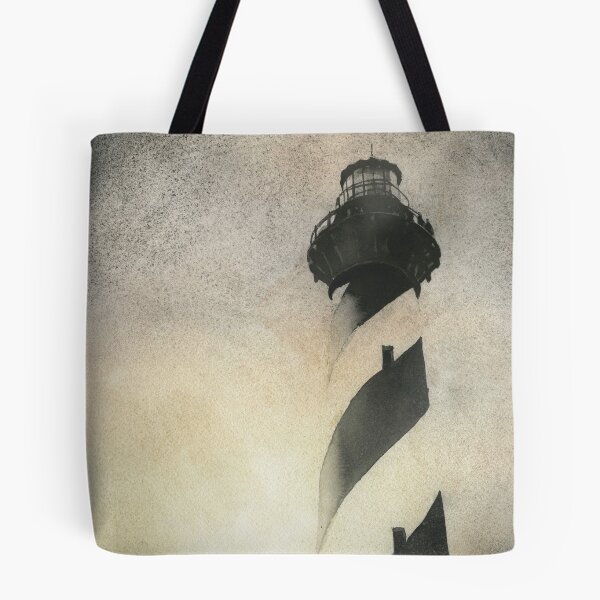 Item preview, Cape Hatteras Lighthouse on Outer Banks, NC.  B&W painting of Caper Hatteras lighthouse  designed and sold by rfoxphoto.