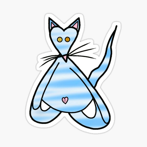 Yoga Cat - Blue Striped Version Sticker