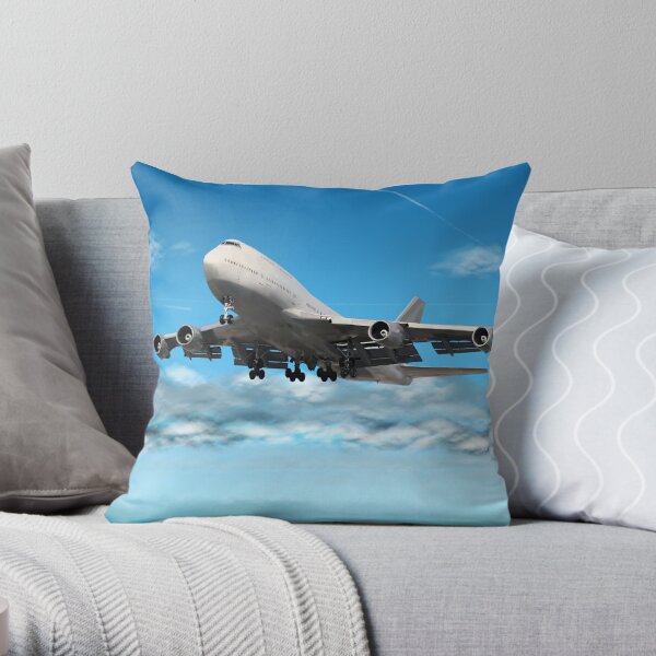 Front View Of Airplane Throw Pillow by Ga161076 