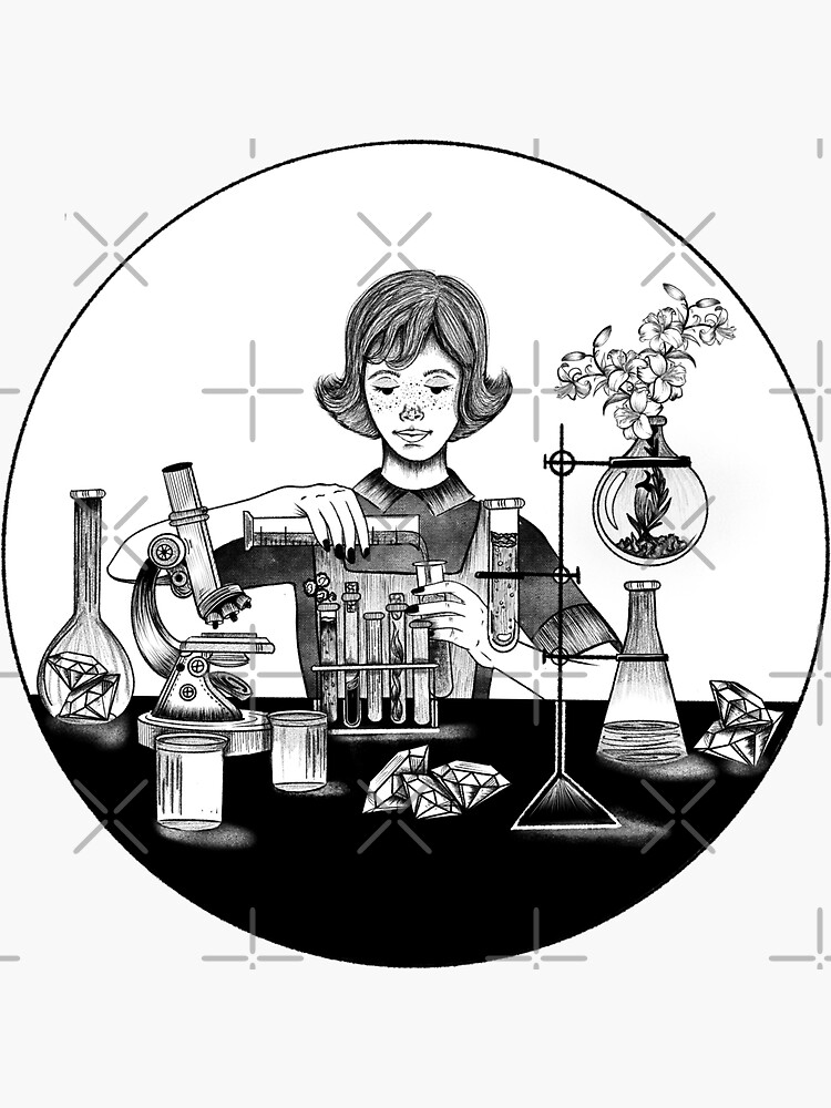 "Science girl" Sticker by emassketches Redbubble