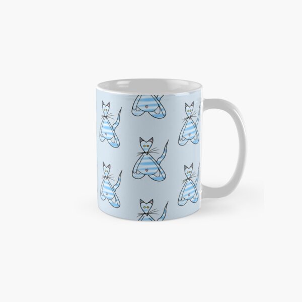 Yoga Cat - Blue Striped Version Classic Mug