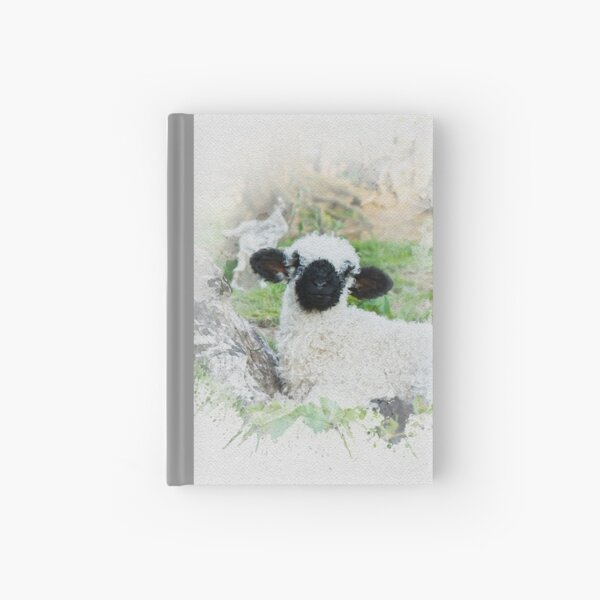 Valais Blacknose Sheep Watercolour Photograph. Hardcover Journal