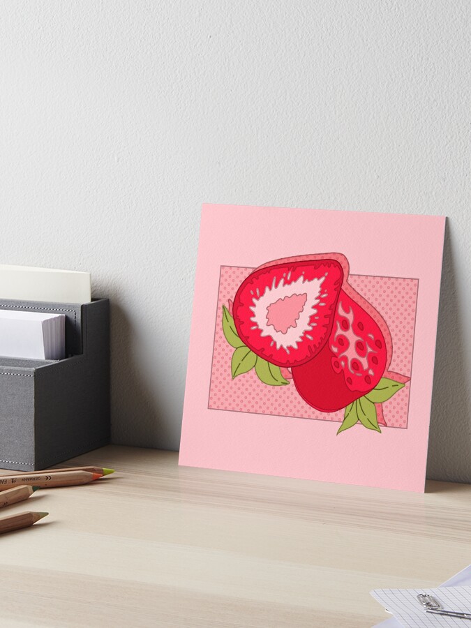 Cute pink strawberry  Art Board Print for Sale by AnGoArt