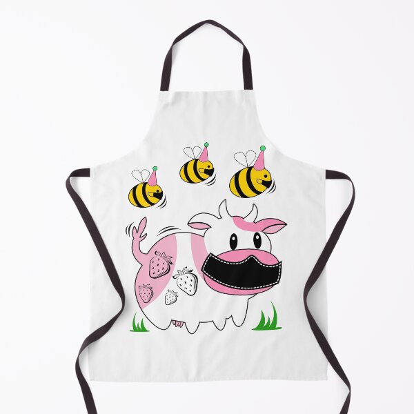 Item preview, Strawberry Cow and Bees Pink Yellow Cute Animals wearing mask Social Distancing Quarantined Women Men Girls Kids designed and sold by Dolphin Graphic.