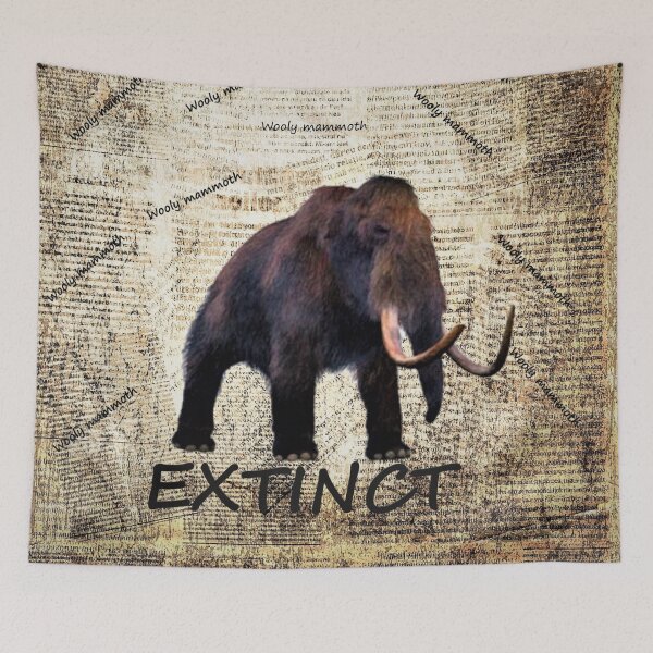 Item preview, Wolly mammoth extinct art print poster mask designed by mysticladyart  designed and sold by mystic lady vintage art and fashion designs.