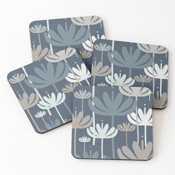 Item preview, Bali Flowers Floral Pattern in Neutral Blue Grey designed and sold by kierkegaard.