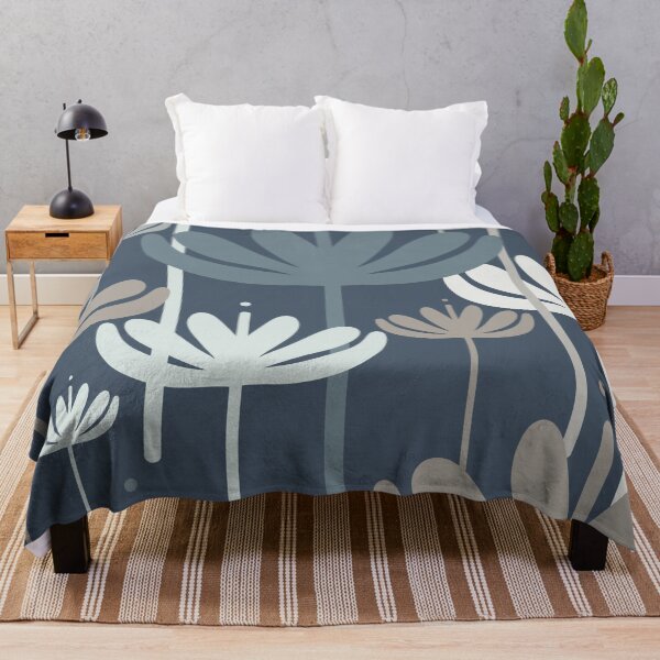 Item preview, Bali Flowers Floral Pattern in Neutral Blue Grey designed and sold by kierkegaard.