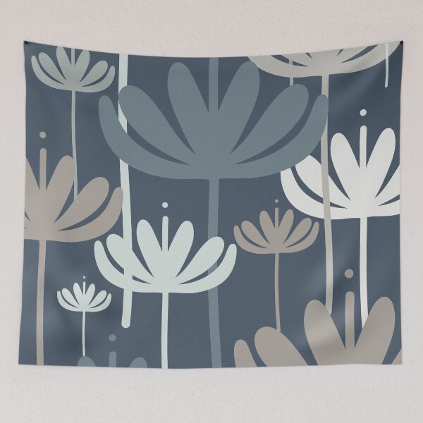 Item preview, Bali Flowers Floral Pattern in Neutral Blue Grey designed and sold by kierkegaard.