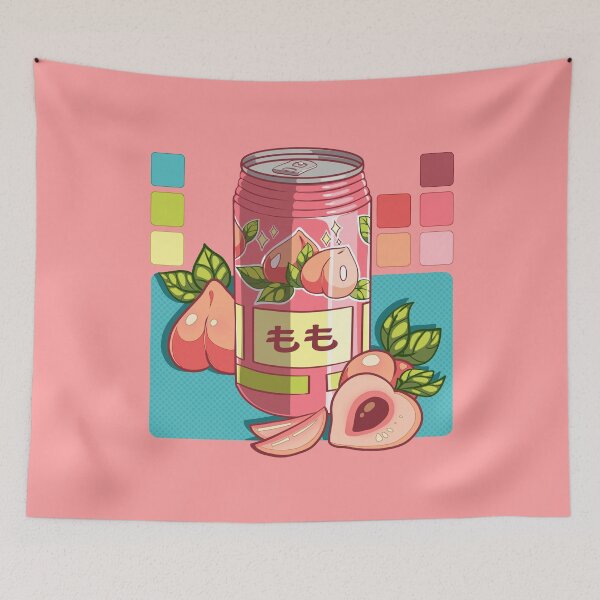 Item preview, The cute Japanese peach soda can  designed and sold by AnGoArt.
