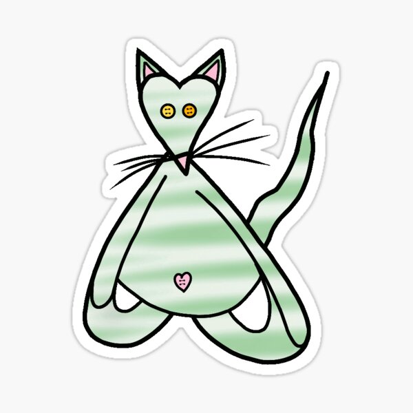 Yoga Cat - Green Striped Version Sticker